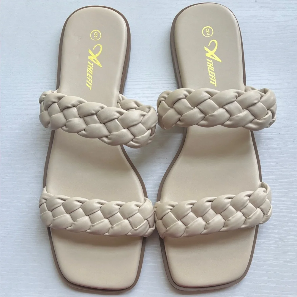 Cream Braided Sandals - Size 9
